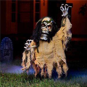 Halloween Decoration Animated Zombie Groundbreaker, Light-up Skeleton